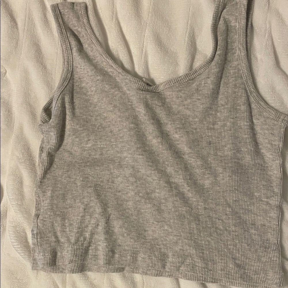 Gray Ribbed Tank Top